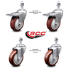 Service Caster 4 Inch Maroon Polyurethane Swivel 12mm Stem Caster Total Lock Brake, 2PK SCC-TSTTL20S414-PPUB-MRN-M1215-2-S-2